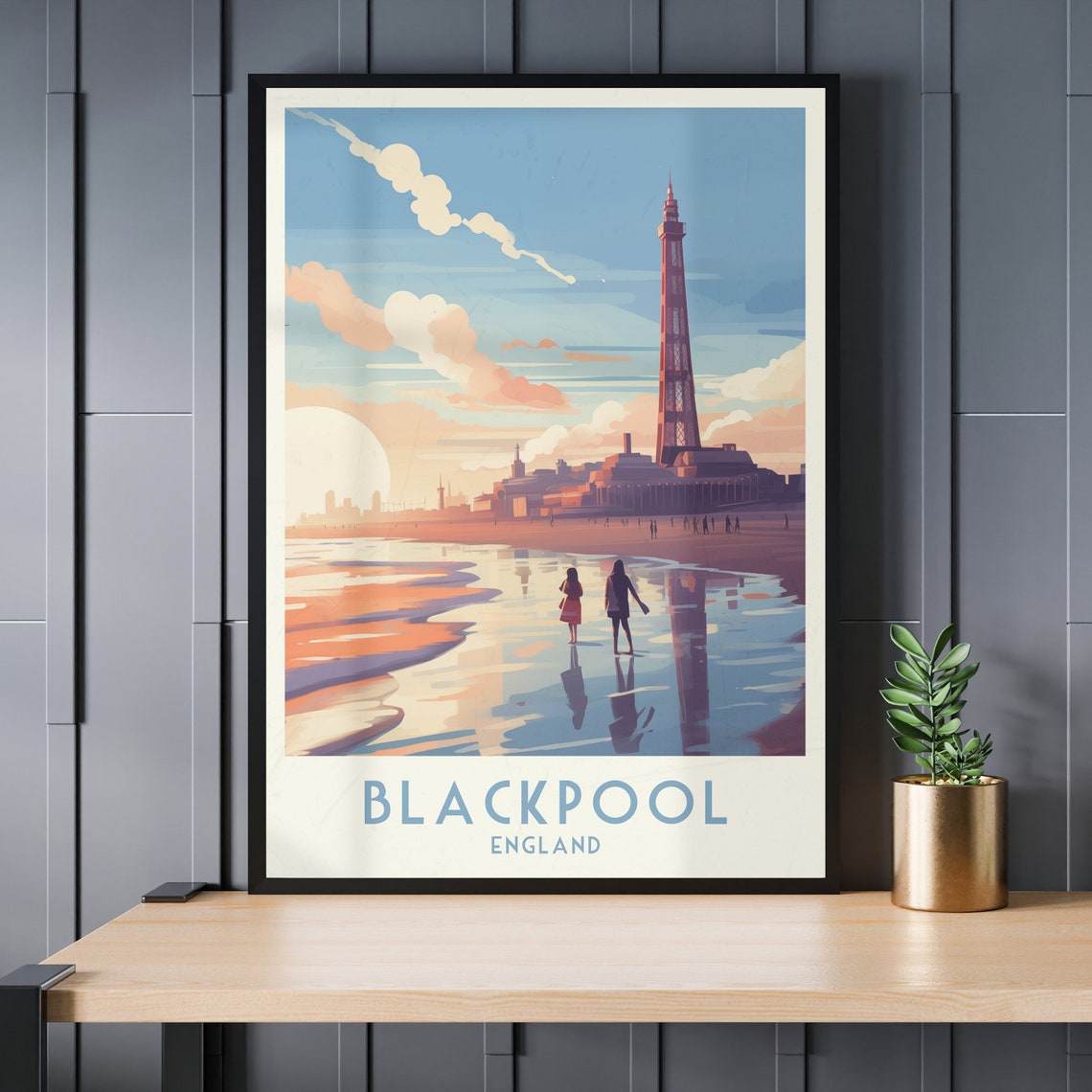 Blackpool England Tower Sunset Beach Promenade Travel Poster - Image 3