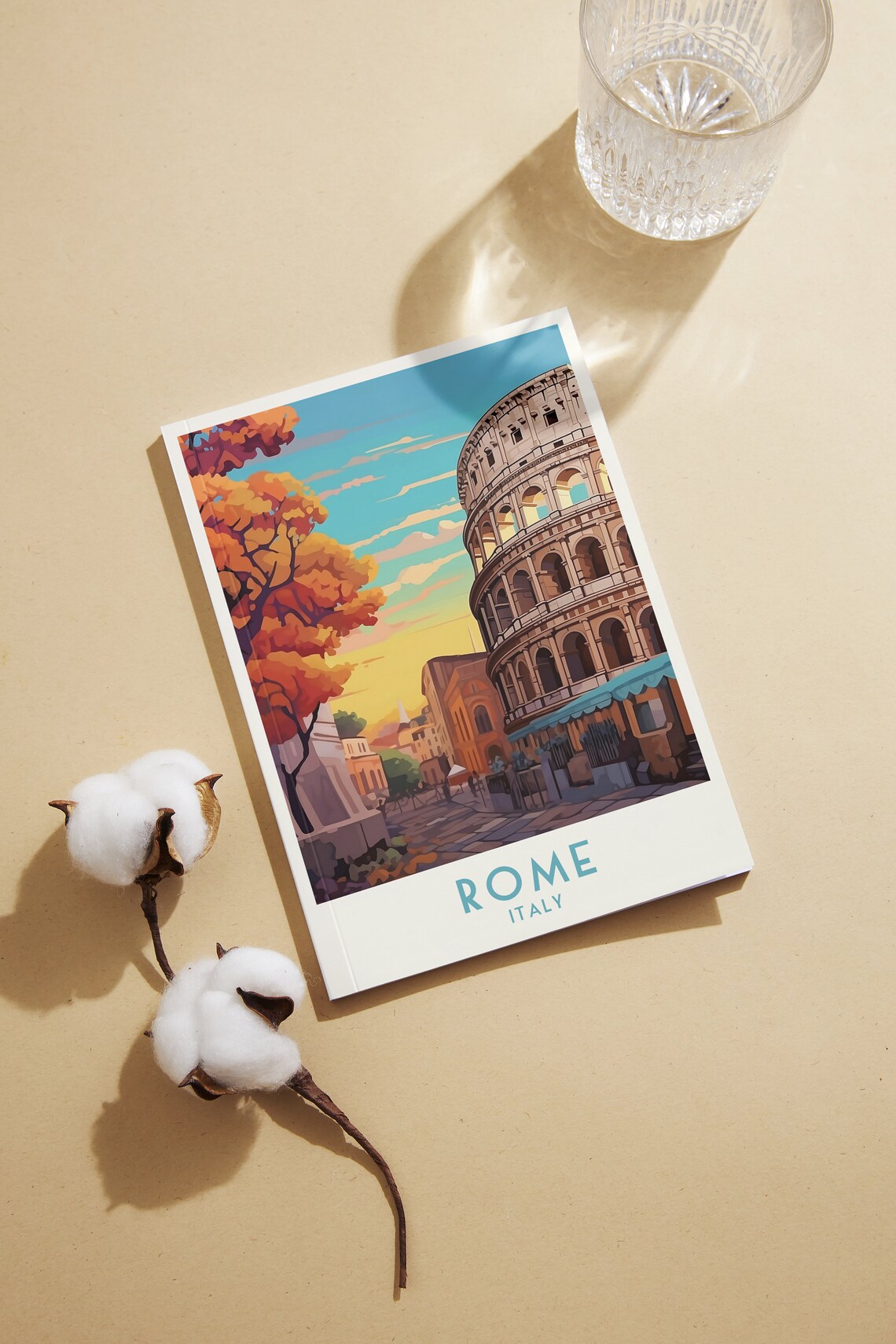 Rome Colosseum Autumn Street Golden Light Vintage Italy Travel Poster - Image 2