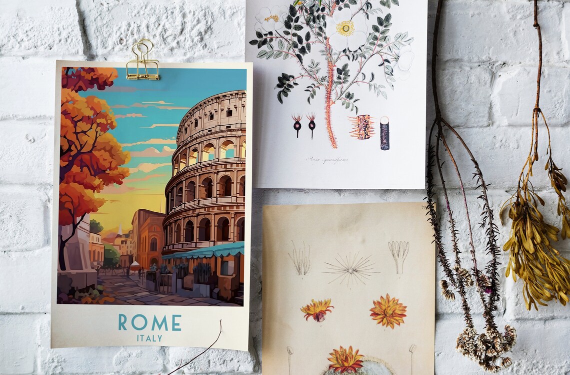 Rome Colosseum Autumn Street Golden Light Vintage Italy Travel Poster - Image 4