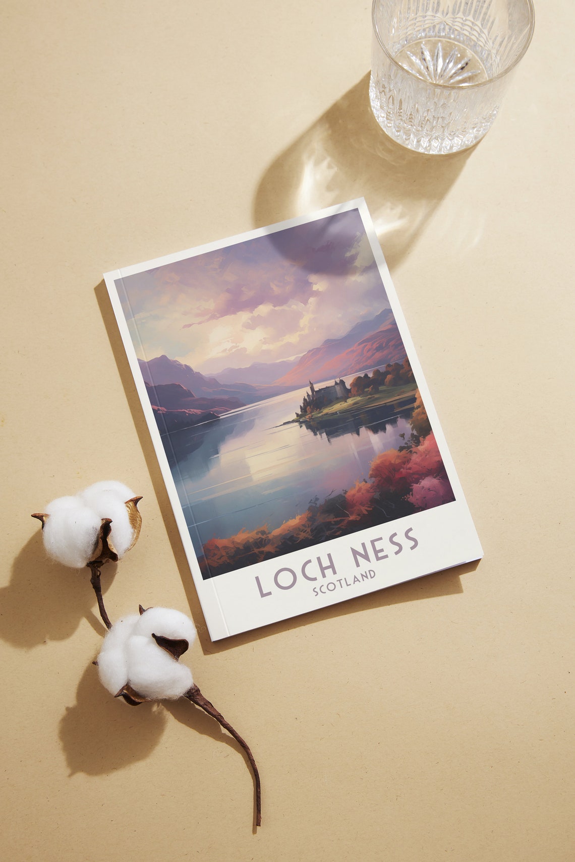 Loch Ness Scotland Castle Shoreline Purple Dusk Mirror Poster - Image 2