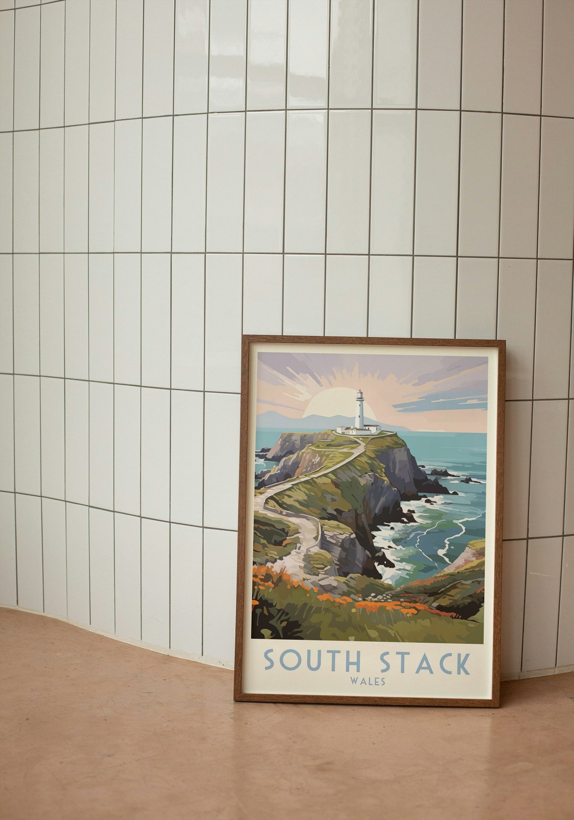 South Stack Wales Lighthouse Cliff Sunrise Coastal Travel Poster - Image 2