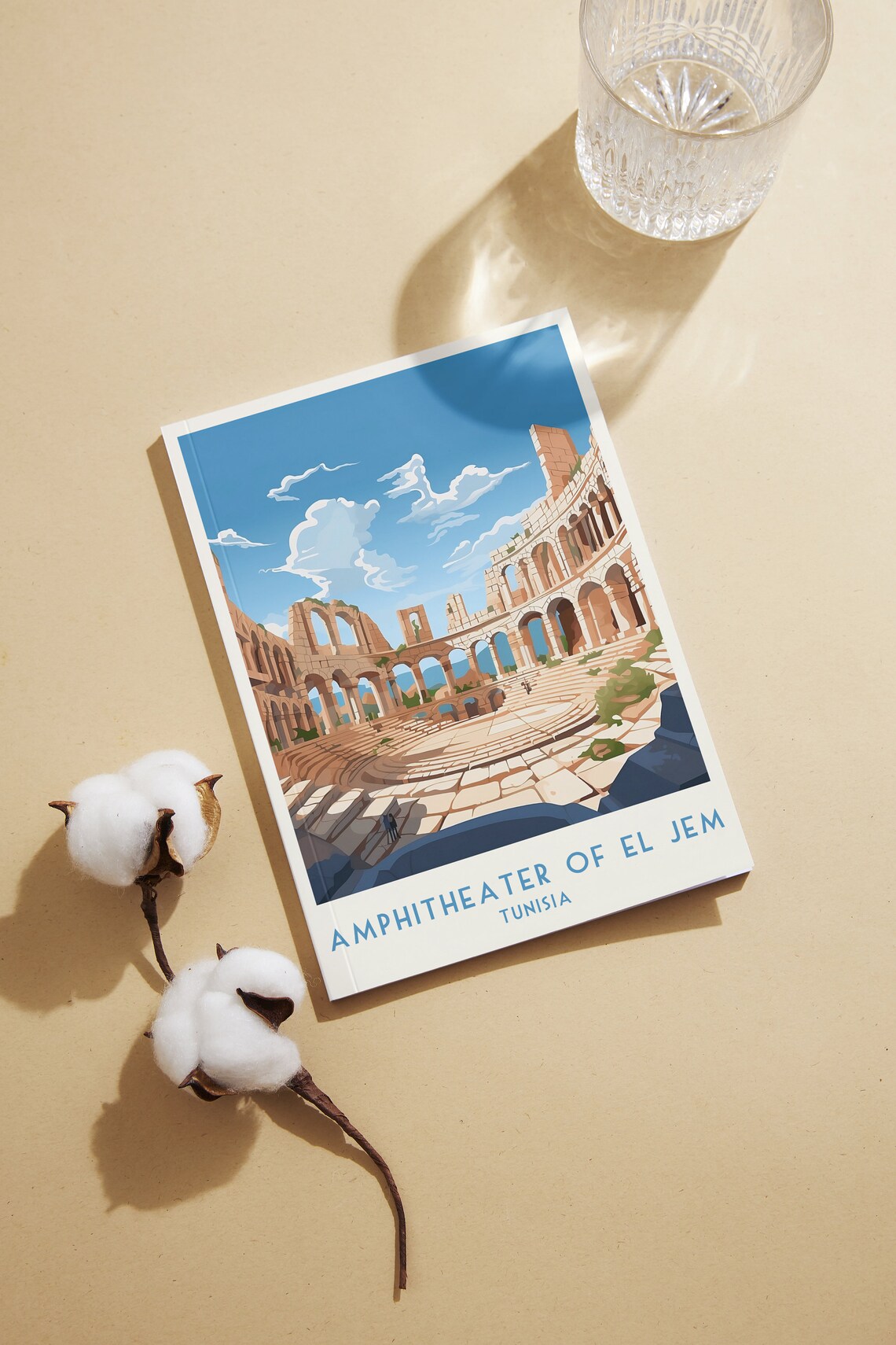 El Jem Amphitheater Tunisia Ancient Roman Ruins Vintage Poster - Image 2