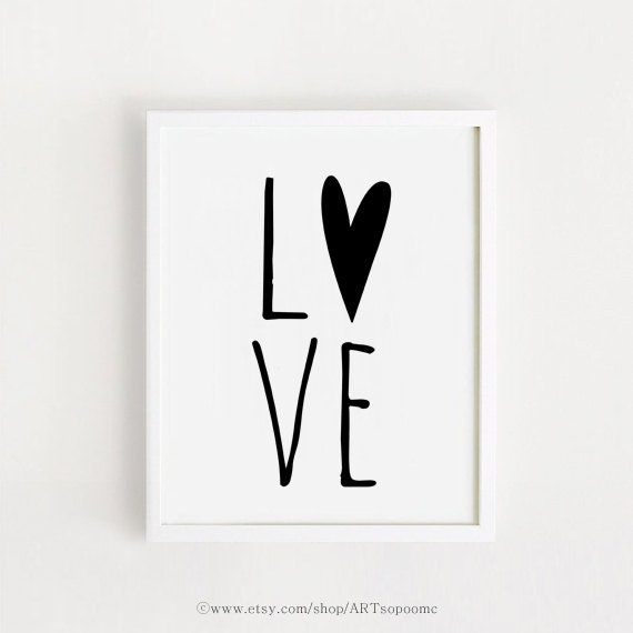 Love Heart Nursery Art Print Minimalist Black And White