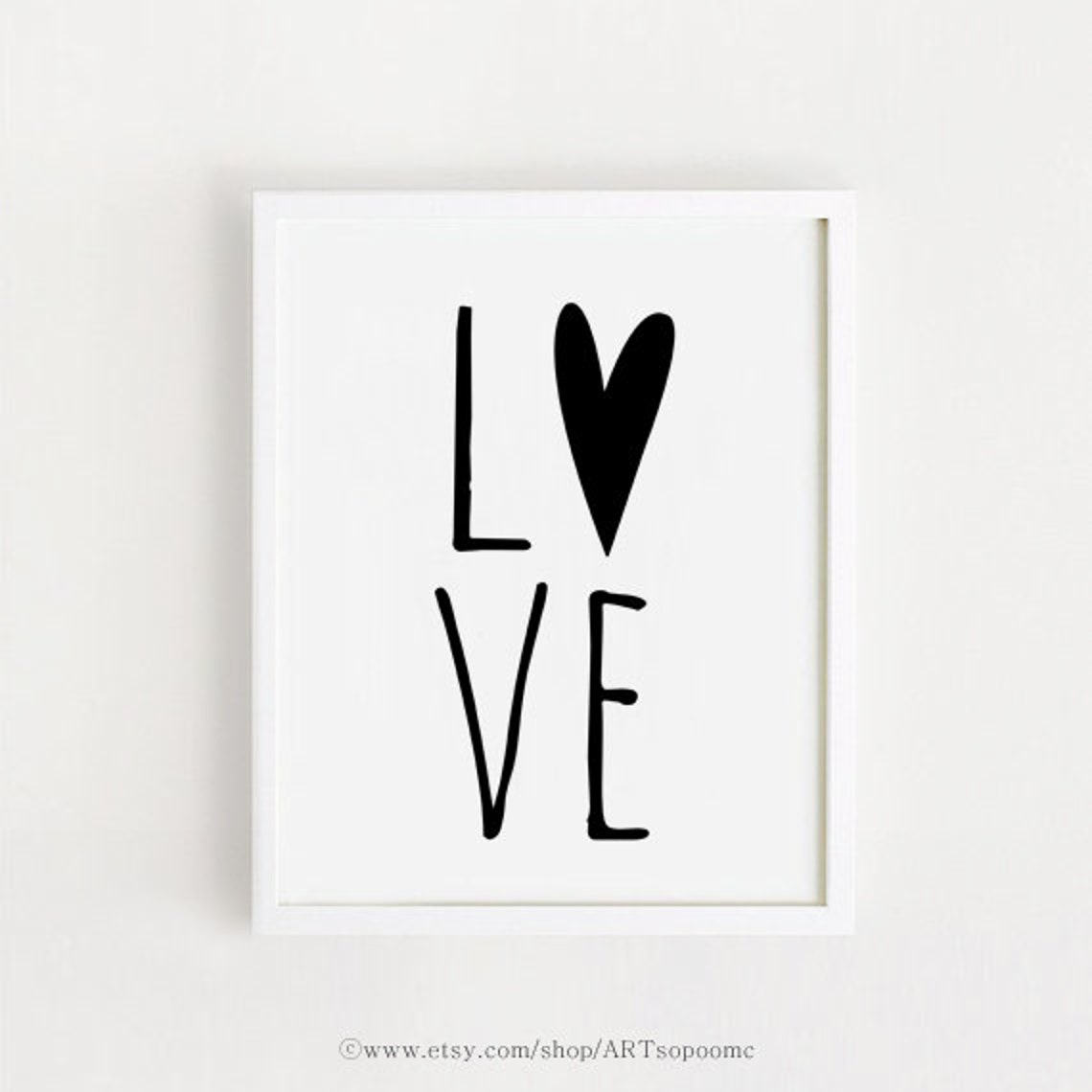 Love Heart Nursery Art Print Minimalist Black And White