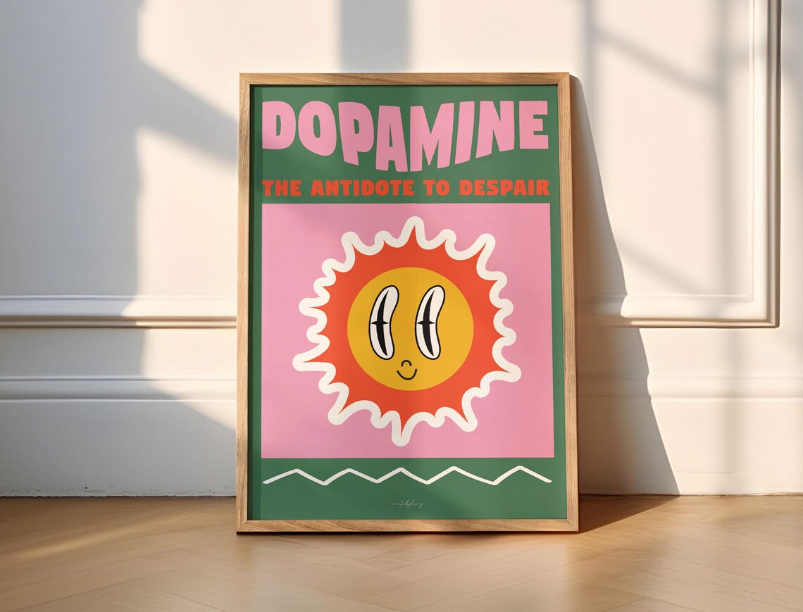 Dopamine Decor Abstract Sun Art Print, Colorful