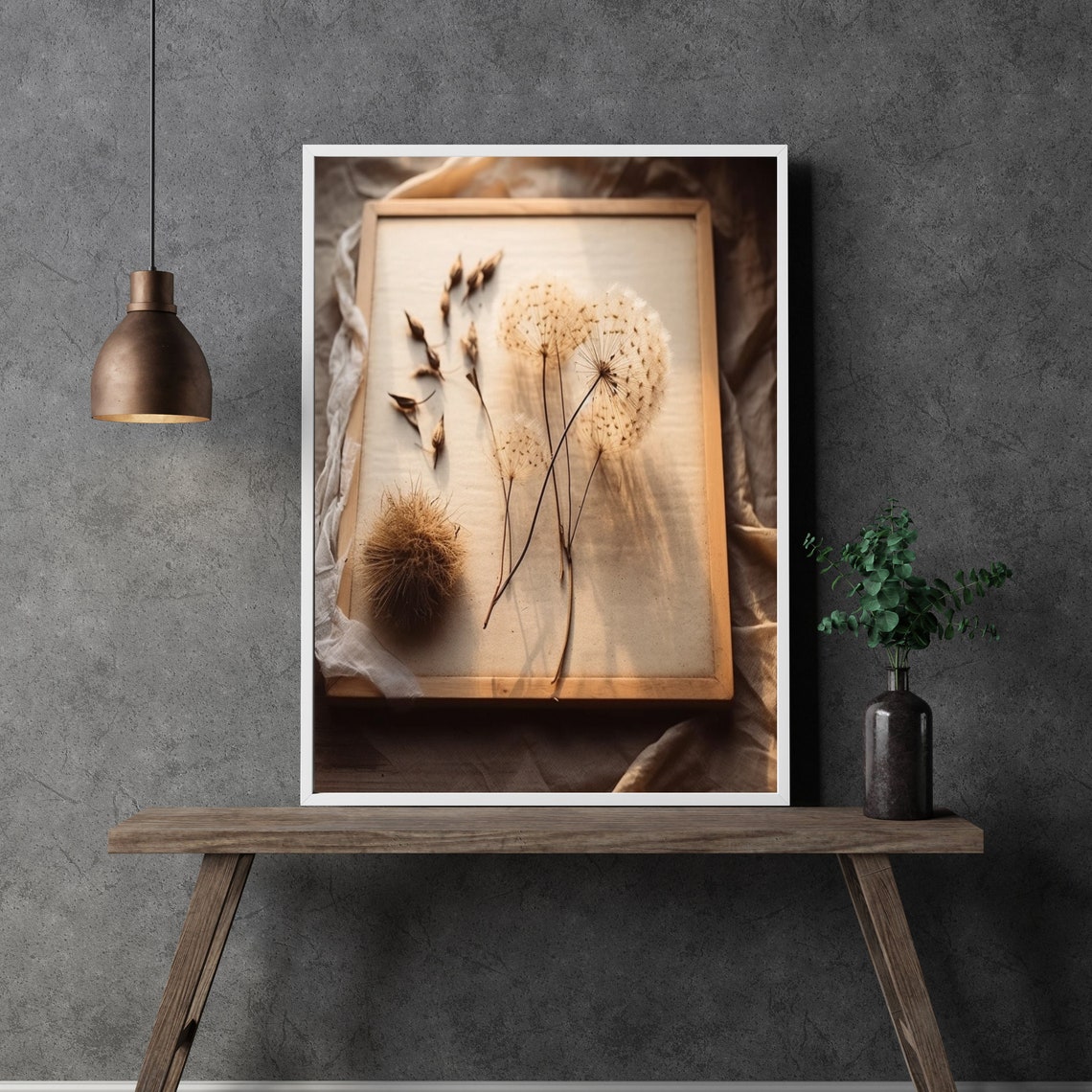 Dried Dandelion Seed Heads Botanical Tray Vintage Style Poster - Image 3