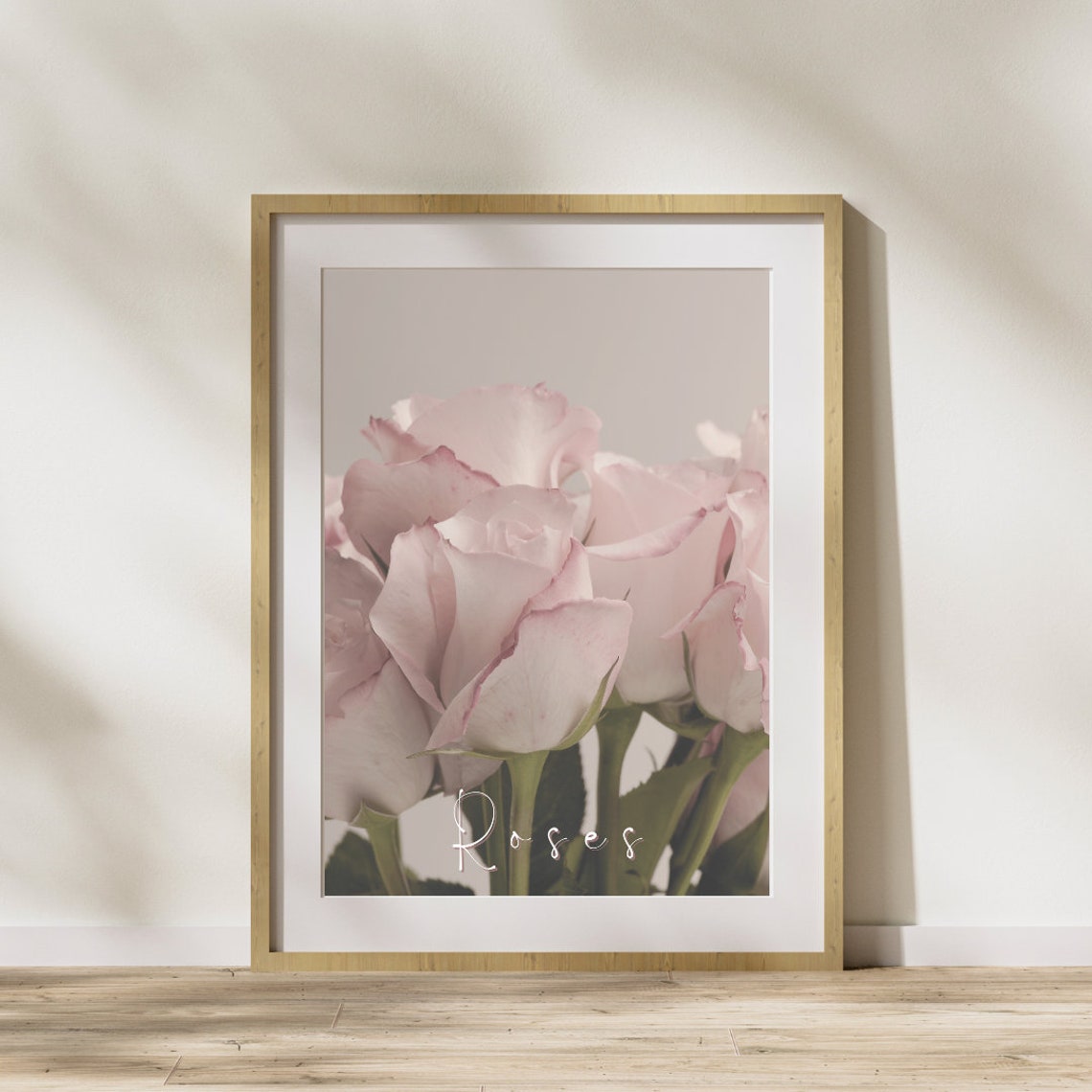 Blush Pink Roses Bouquet Floral Photography With Script Text Poster