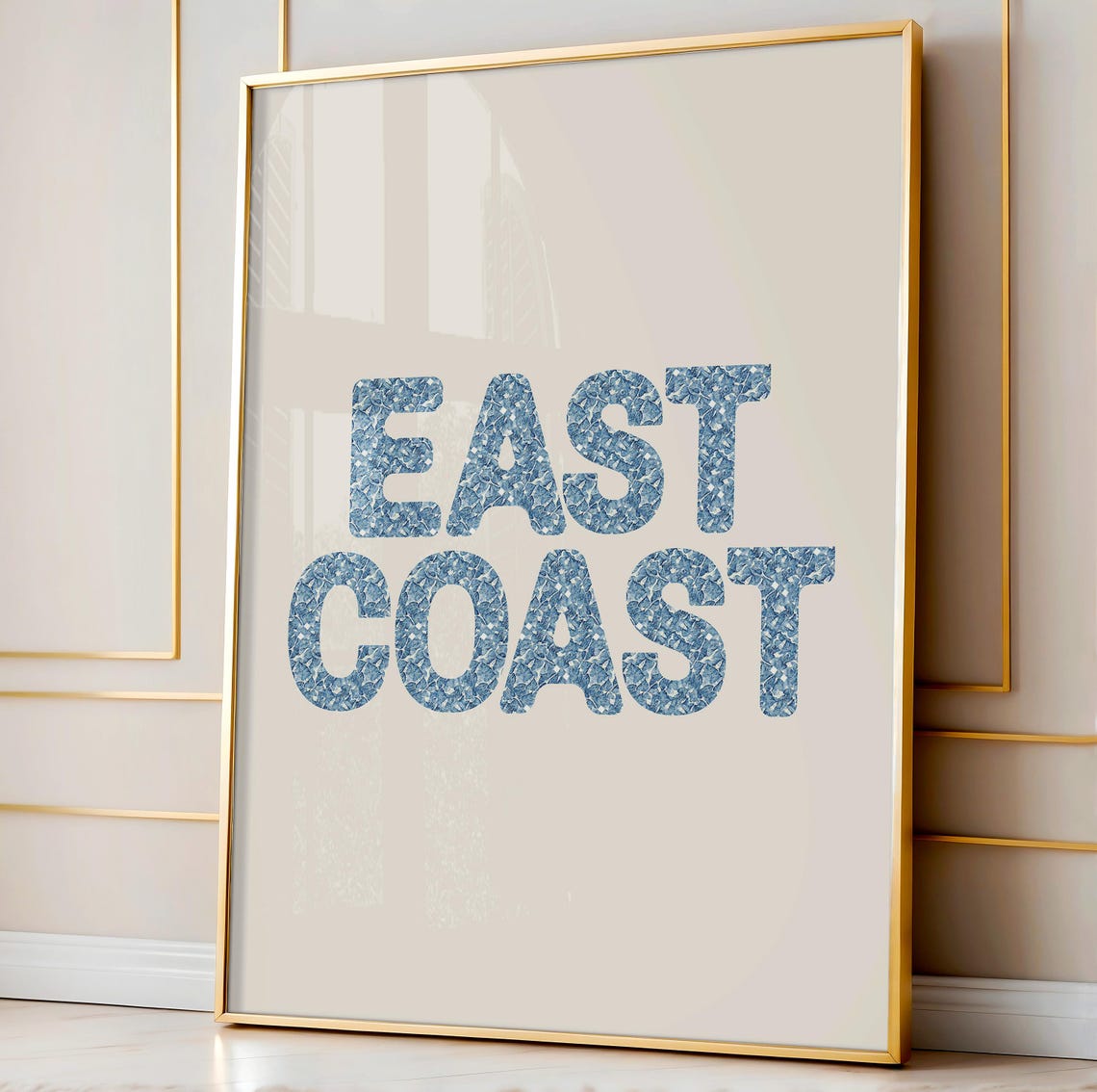East Coast Blue Floral Letters Coastal Preppy Typography Poster - Image 5