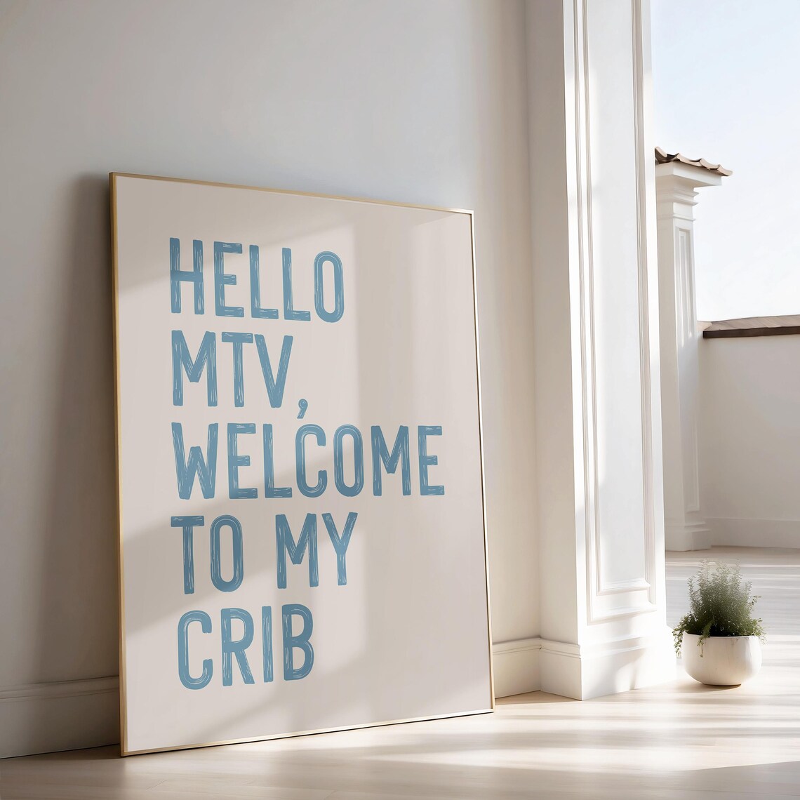 Funny Hello MTV Welcome to My Crib Blue Retro TV Nostalgia Poster - Image 2