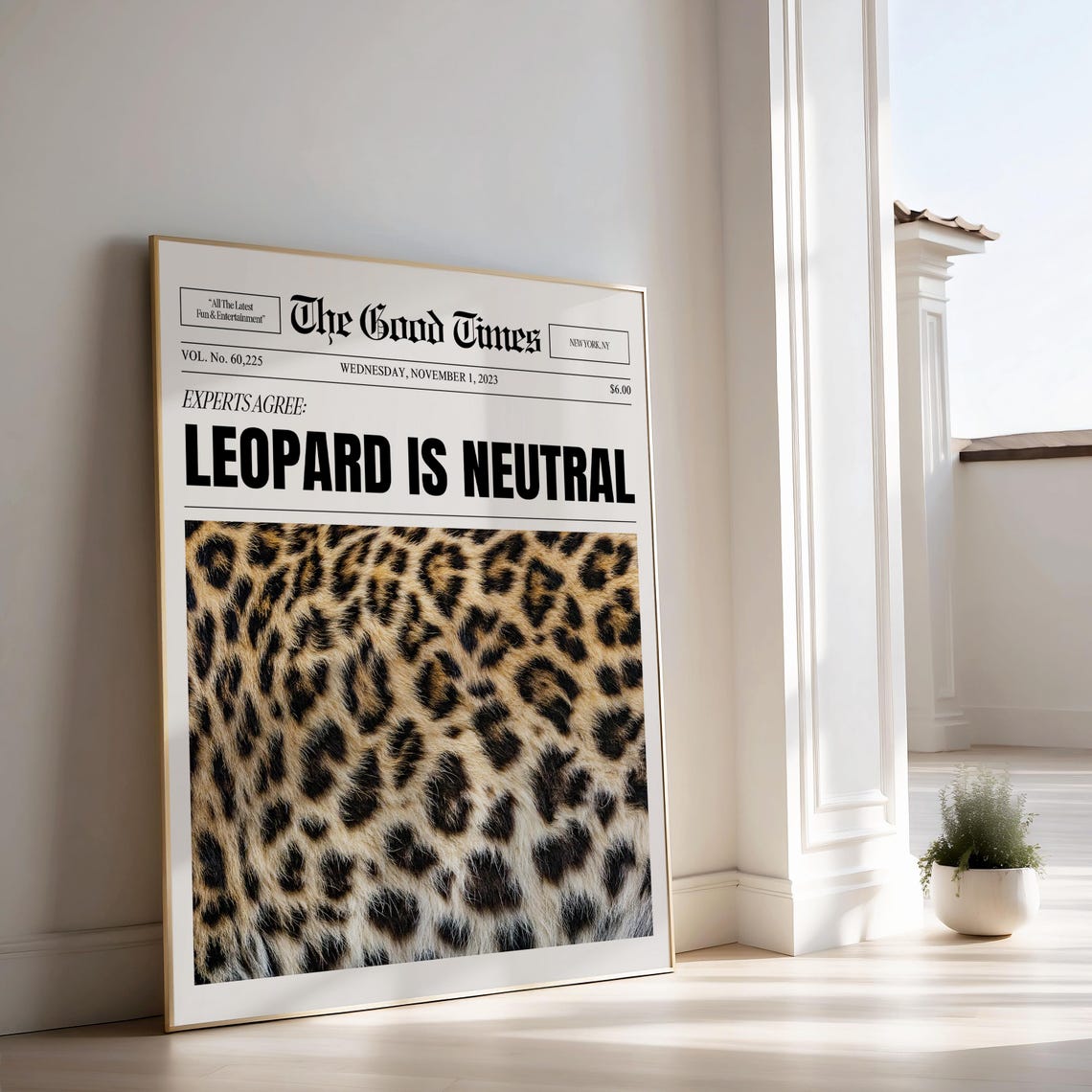 Leopard Is Neutral Funny Newspaper Front Page Poster Wild Fur Art - Image 3