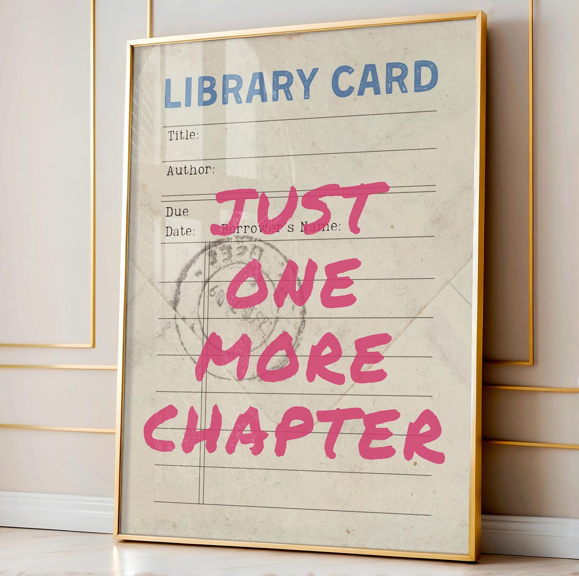Library Card Just One More Chapter Book Lover Quote Fun Poster