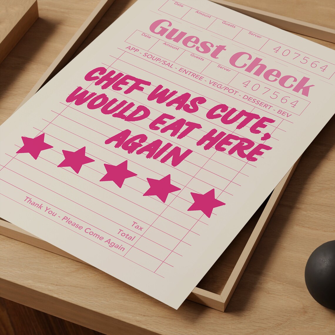 Chef Was Cute Wall Print Kitchen Wall Decor Drink Print Funny Baking Print Pink Kitchen Poster Foodie Cooking Print - Image 3