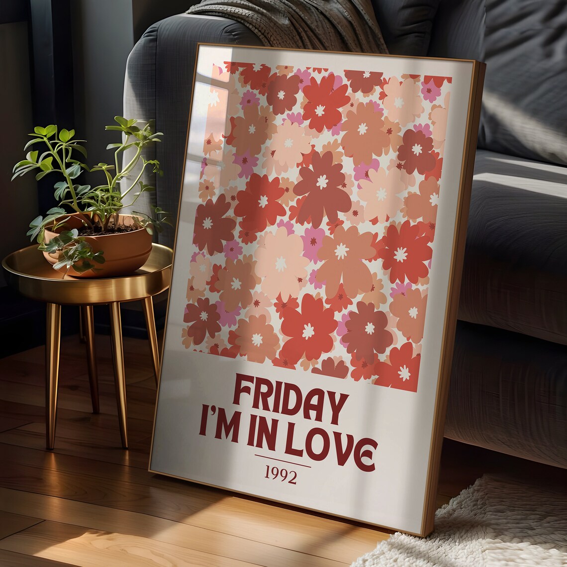 The Cure Friday Im in Love 1992 Floral Retro Song Lyric Poster