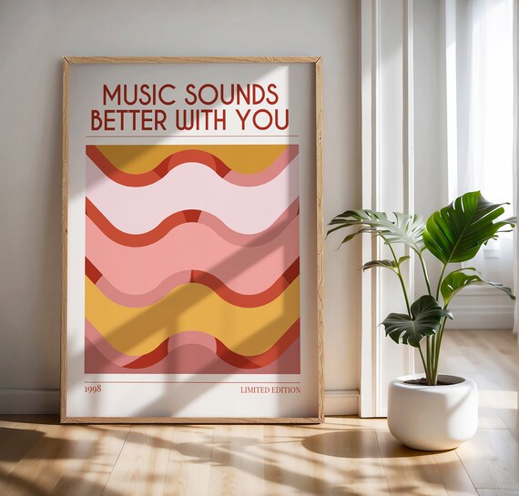 Music Sounds Better Retro Music Art Print