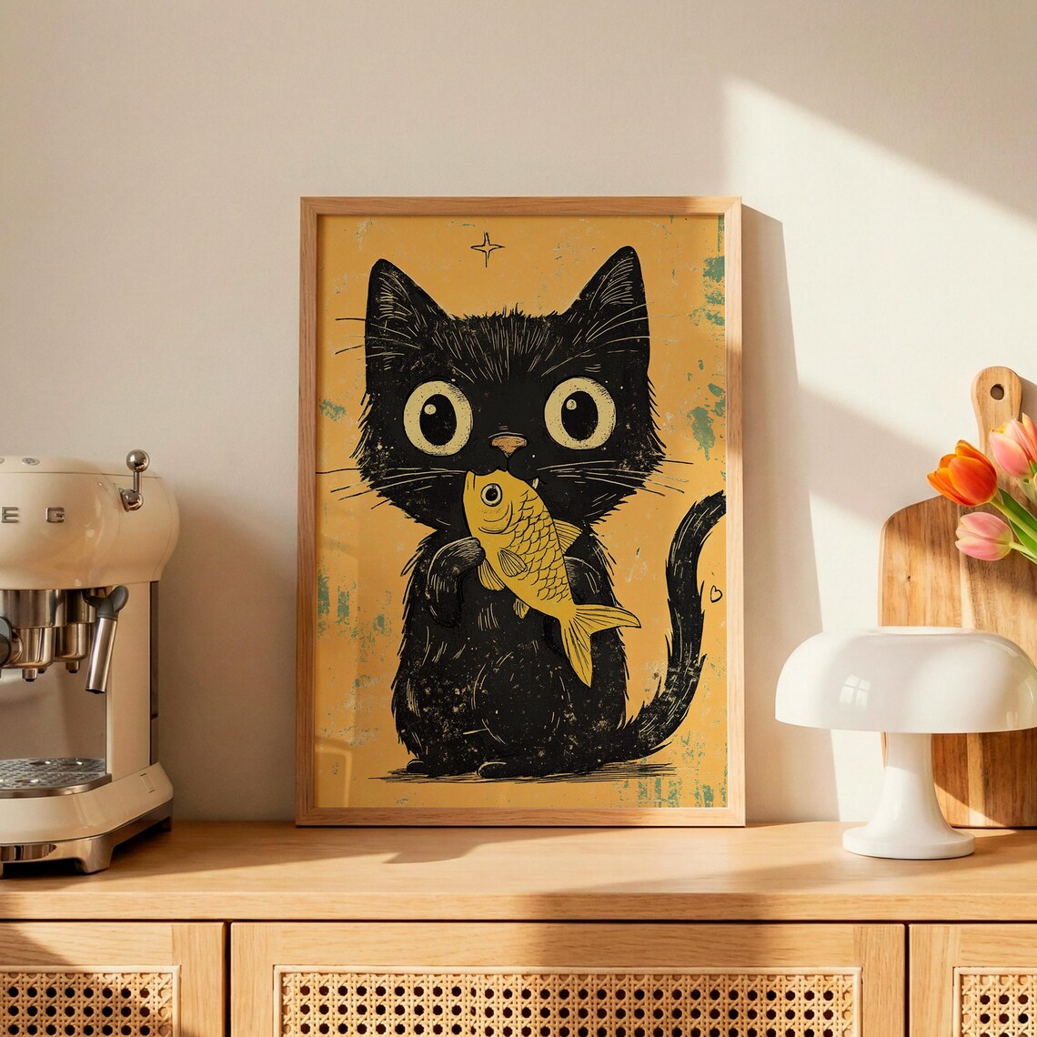 Cat Fish Anime - Japandi Vintage Japanese Decor