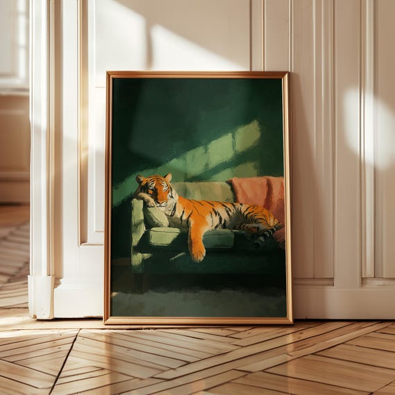 Tiger Wall Art, Moody Maximalist Jungle Decor