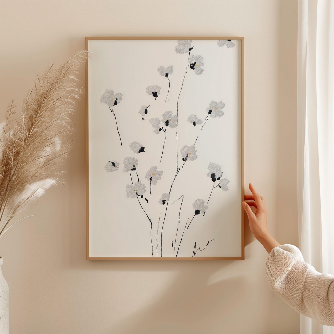 Minimalist Floral Line Art, Scandinavian Botanical
