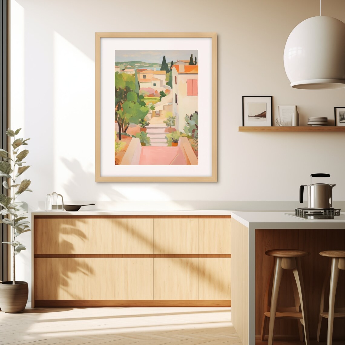 Provence France Village Staircase And Pink Shutters Watercolor Poster - Image 3