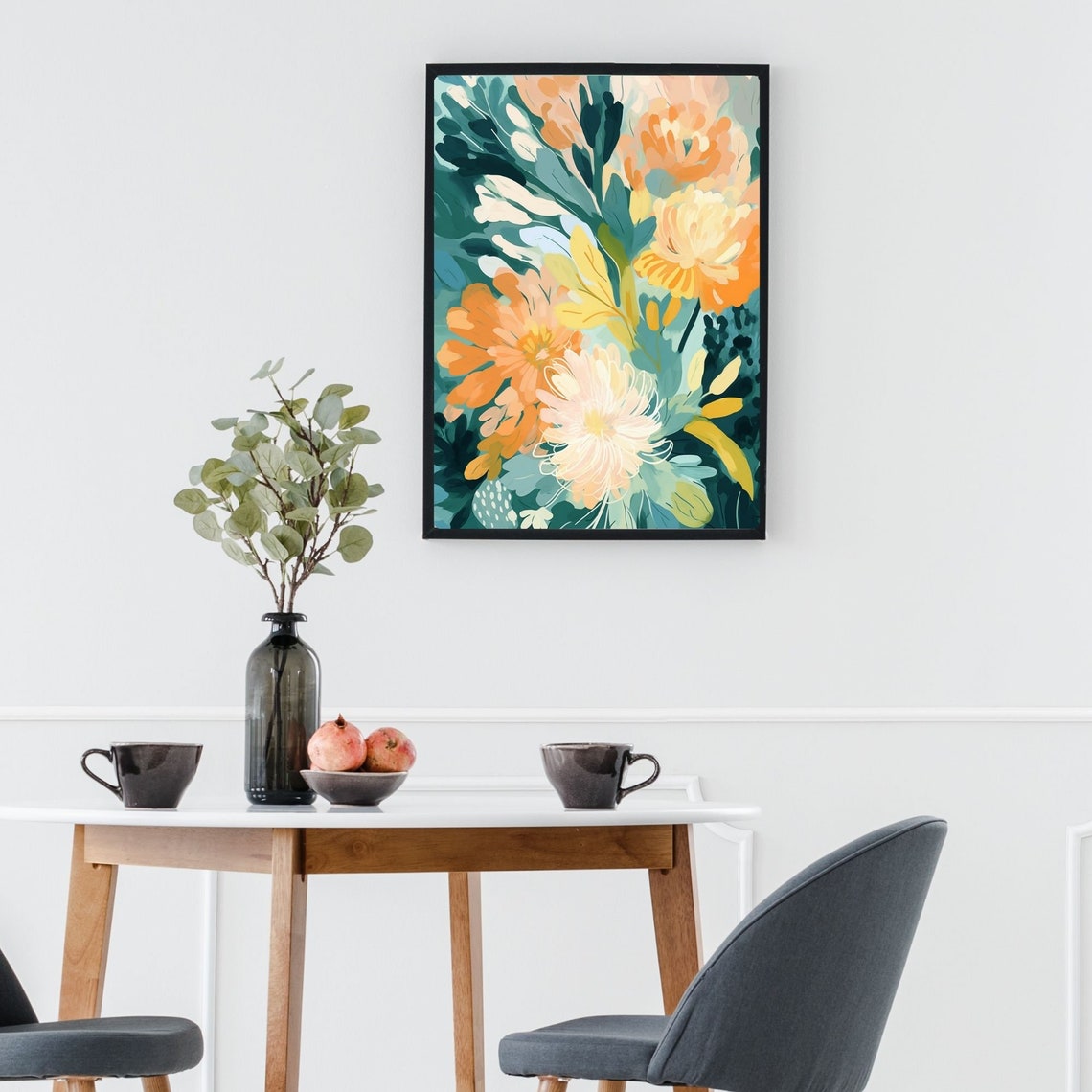 Colorful Abstract Native Flower Bouquet in Warm Tones Poster - Image 3