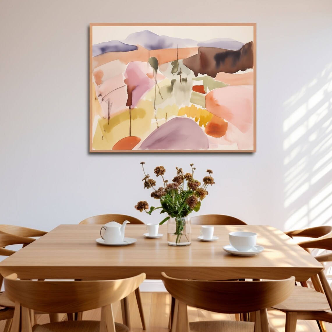 Warm Abstract Landscape Watercolor In Pink And Orange Hues Poster - Image 3