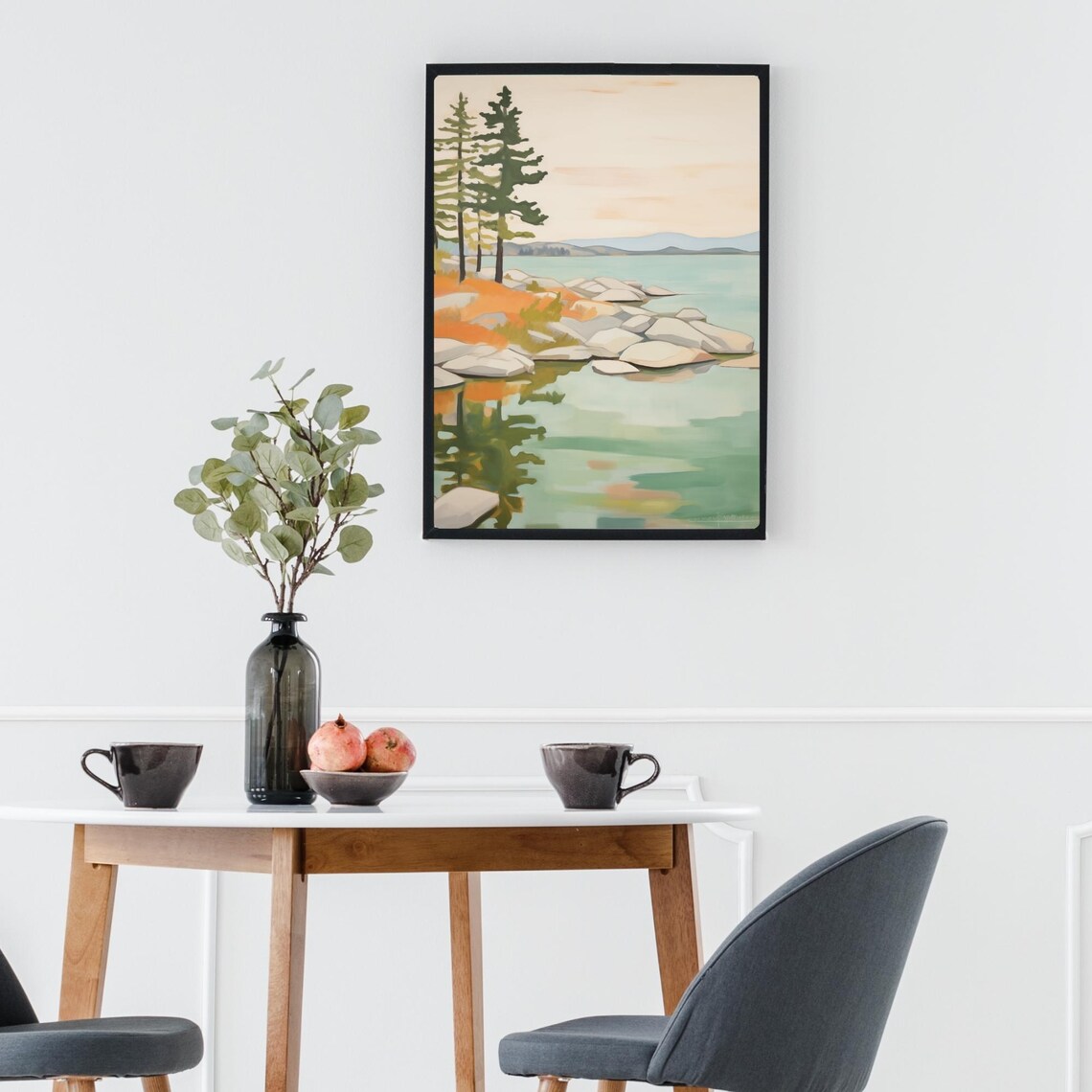 Lake Tahoe California Pine Forest Rocky Shore Watercolor Poster - Image 3