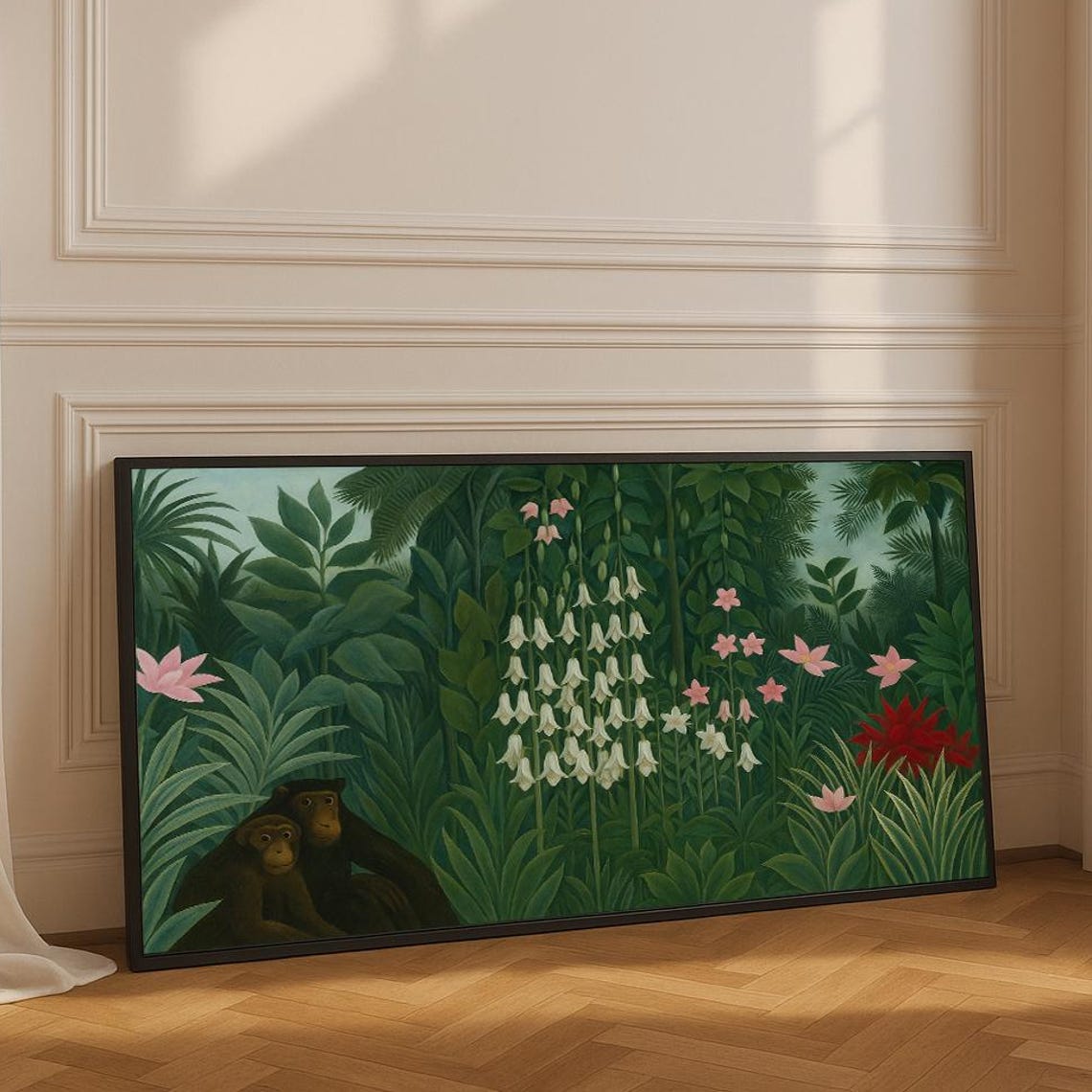 Henri Rousseau Jungle Monkeys Dense Tropical Foliage Vintage Poster