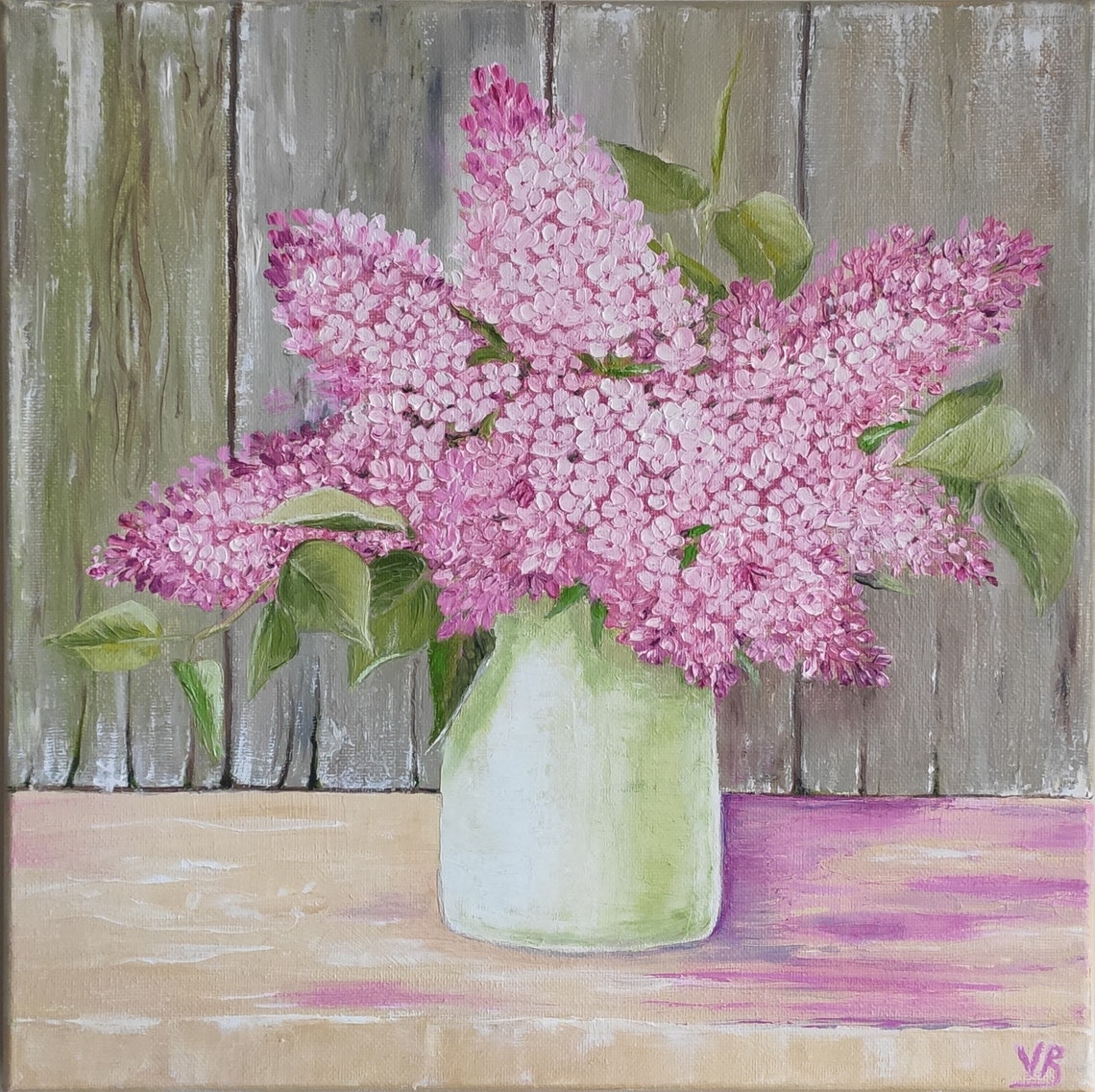 Lilac Original Handmade Oil Painting On Bouquet Of Lilacs In Bloom Painting Farmhouse Wall Art One Of A Kind Gift - Image 2