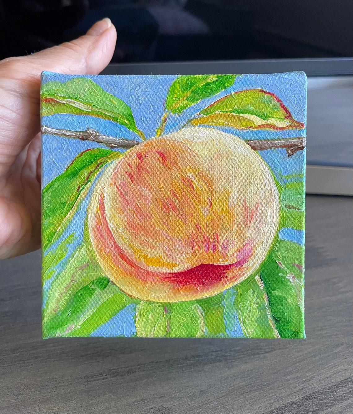Ripe Peach On A Branch Oil Painting Style Bright Kitchen Poster - Image 3