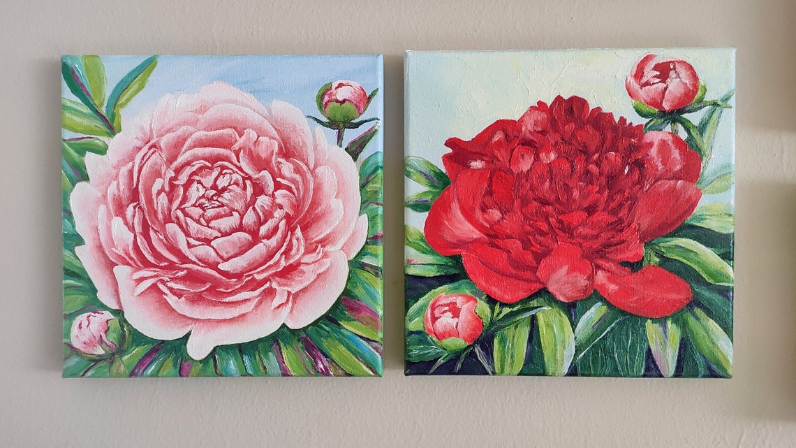 Red Peony Blossom With Buds Close-Up Lush Floral Bloom Art Poster - Image 2