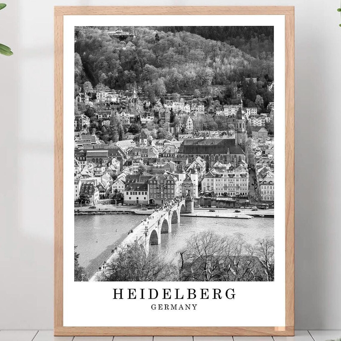 Heidelberg Old Bridge Neckar River Old Town Black White Poster