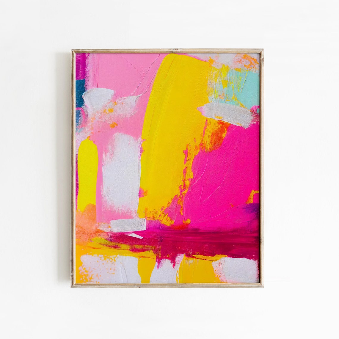 Hot Pink and Yellow Bold Modern Abstract Energy Burst Poster