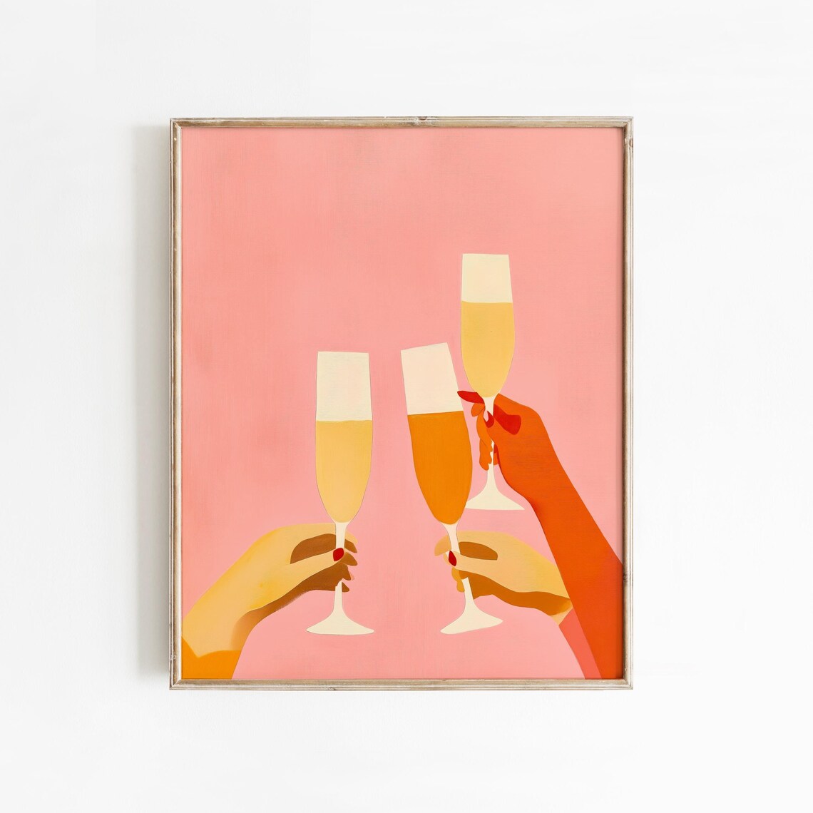Champagne Toast Pink Background Celebration Cheers Painting Wall Art