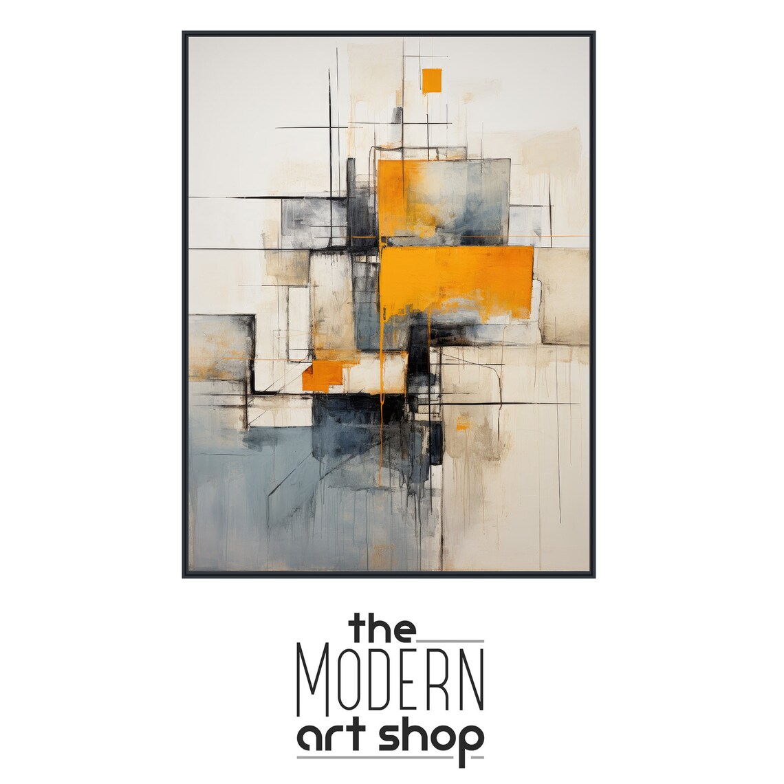 Large Abstract Wall Art Framed Print Modern Abstract Expressionist Painting Orange Black Artwork Just In Time - Image 4