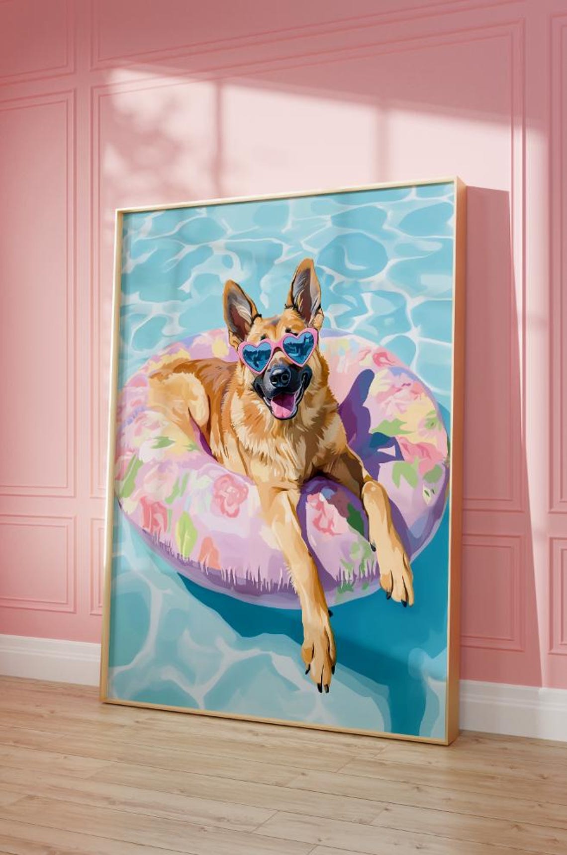 German Shepherd Heart Sunglasses Pool Float Summer Dog Poster