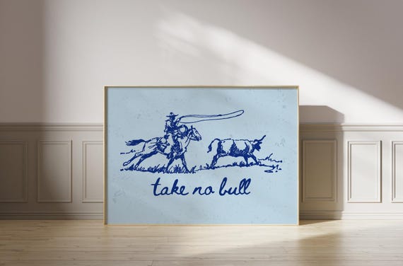 Vintage Drawing Western Print Cowboy Wall Art Trendy Cabin Print Boys Room Cowgirl Art Funny Dorm Decor Western Cowboy