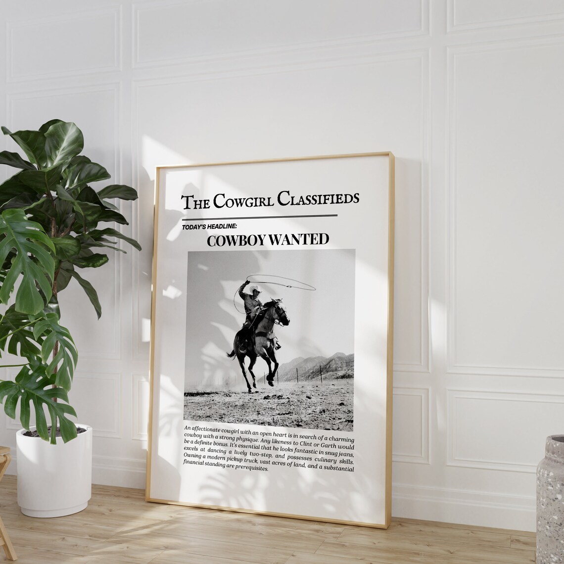 The Cowgirl Classifieds Cowboy Wanted Funny Newspaper Poster - Image 2