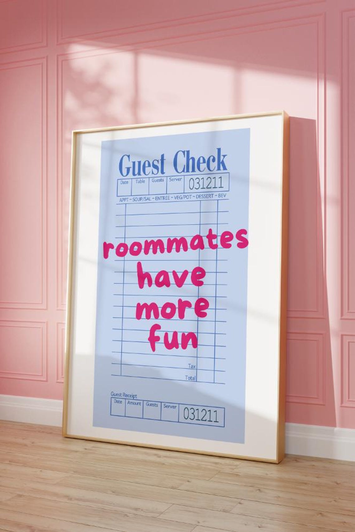 Funny Roommates Print Blue Guest Check Dorm Decor