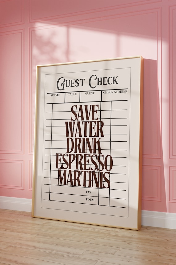 Guest Check Espresso Martini Quote Art Print