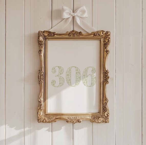 Sage Green Chinoiserie Floral Zip Code 306 Gold Frame Dorm Art Poster