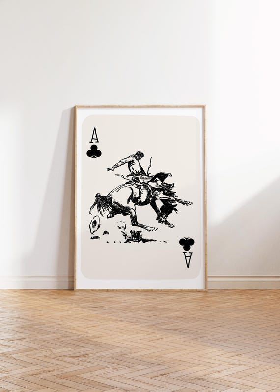 Cowboy Playing Card Vintage Cowboy Rodeo Cowboy Western Print Cowgirl Western Aesthetic Western Decor Western Art