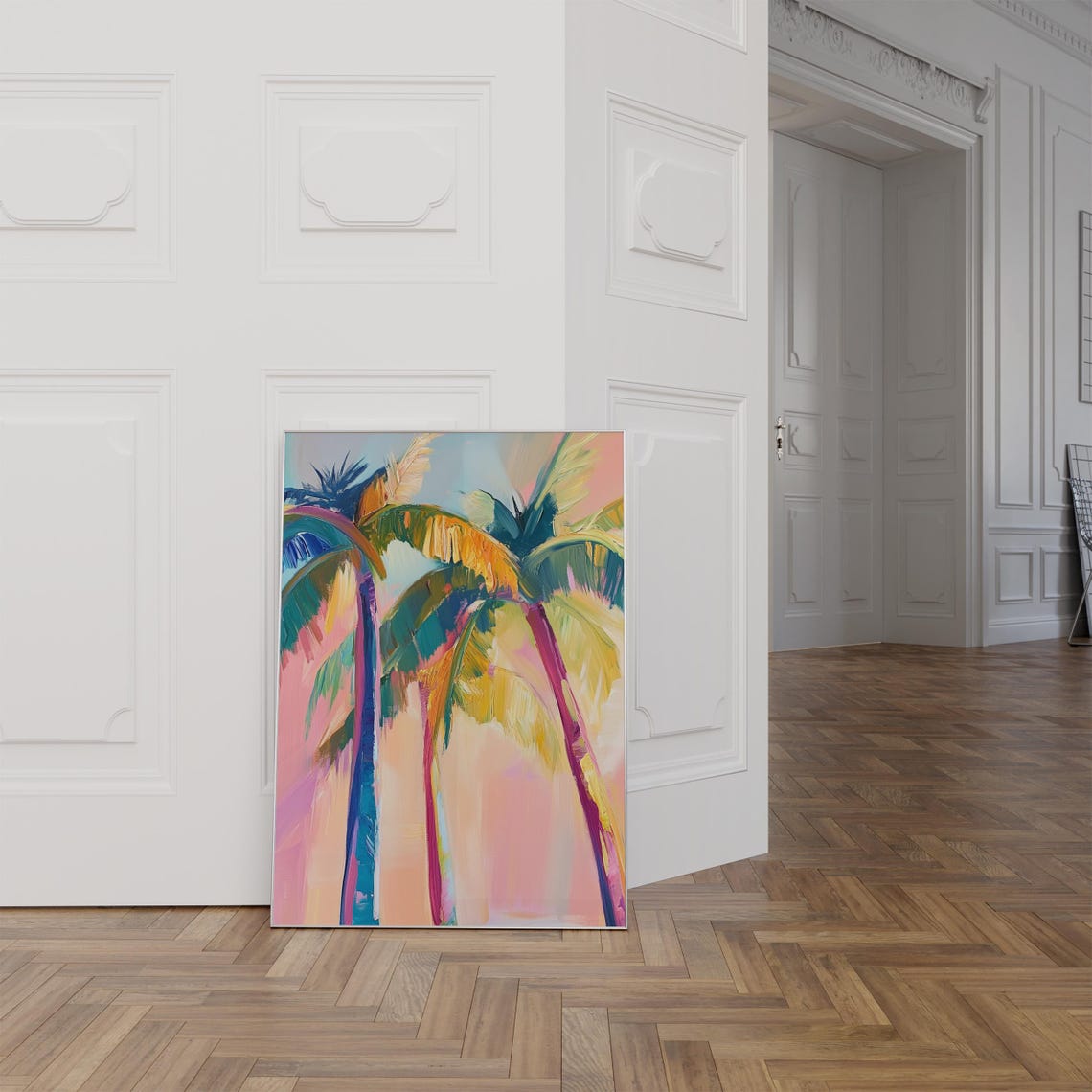 Colorful Palm Trees at Sunset Abstract Tropical Beach Art Poster