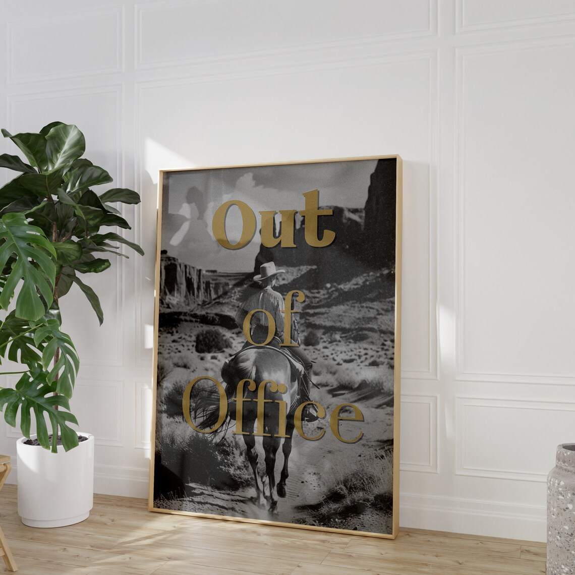 Vintage Cowgirl Wall Art Retro Out Of Office Wall Art Western Wall Art Vintage Bar Cart Dorm Retro Decor Wall Art - Image 2