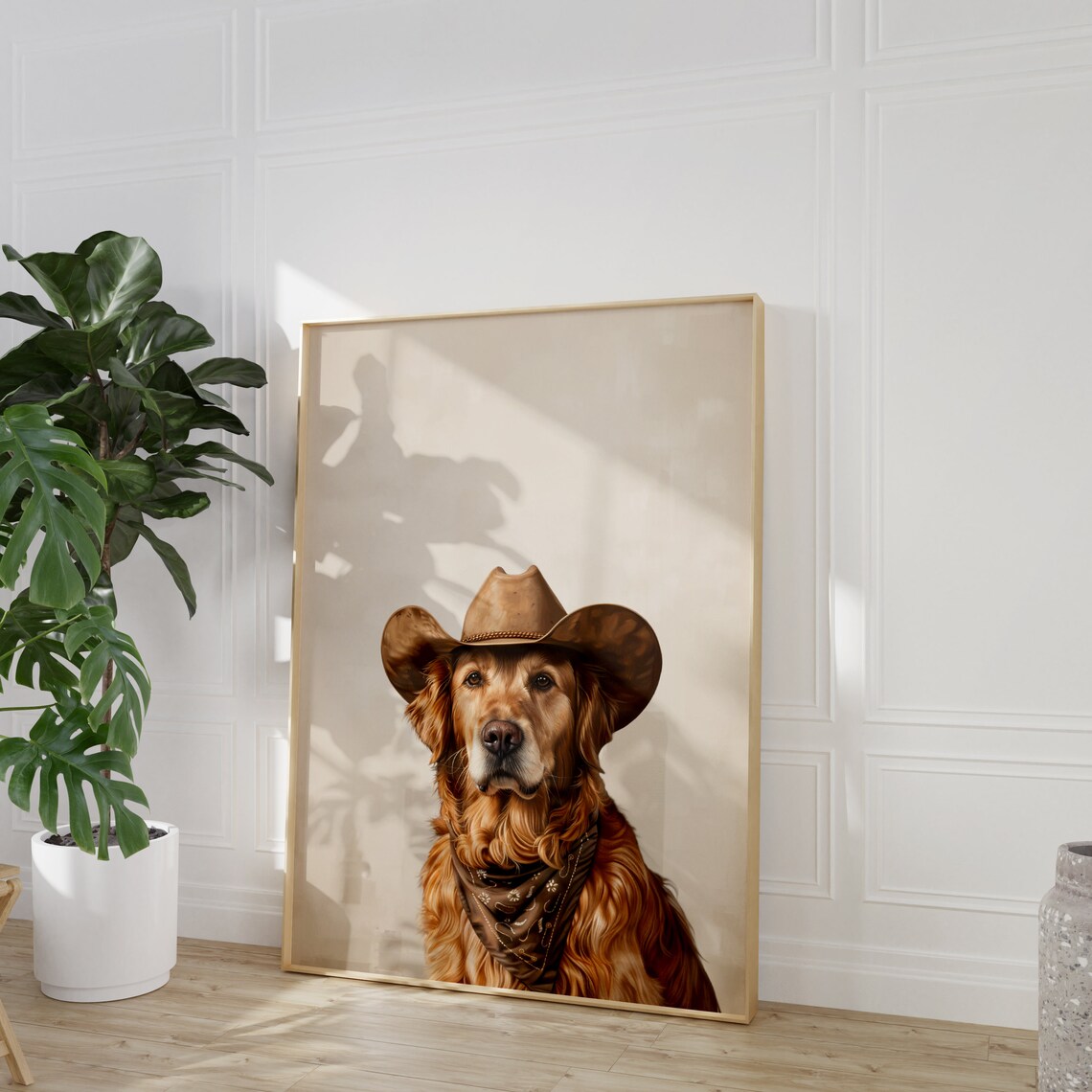 Golden Retriever Cowgirl Hat, Vintage Western Art Print - Image 2