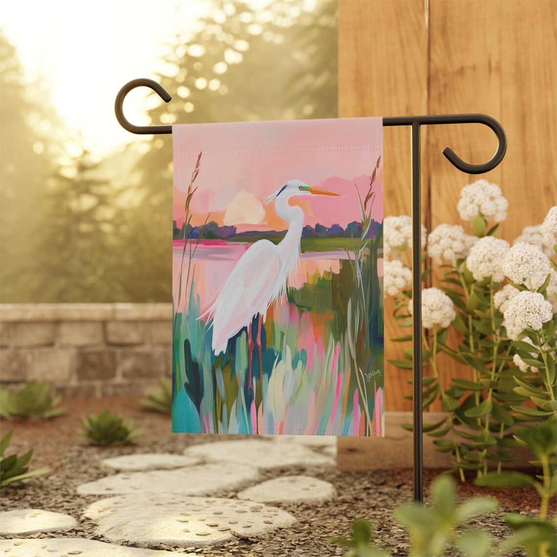 Heron Garden Preppy Southern Outdoor Yard Banner