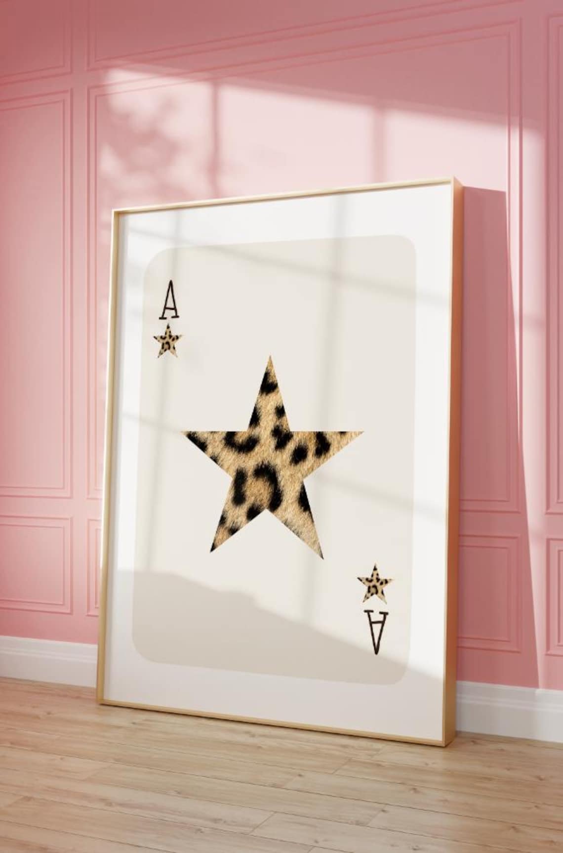Leopard Star Playing Card Art Print Western Dorm Decor