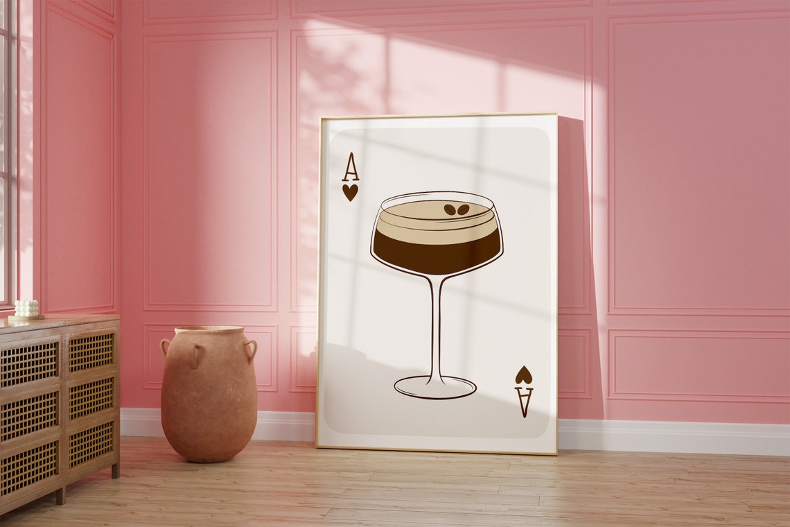 Espresso Martini Ace Of Hearts Playing Card Cocktail Bar Poster - Image 2