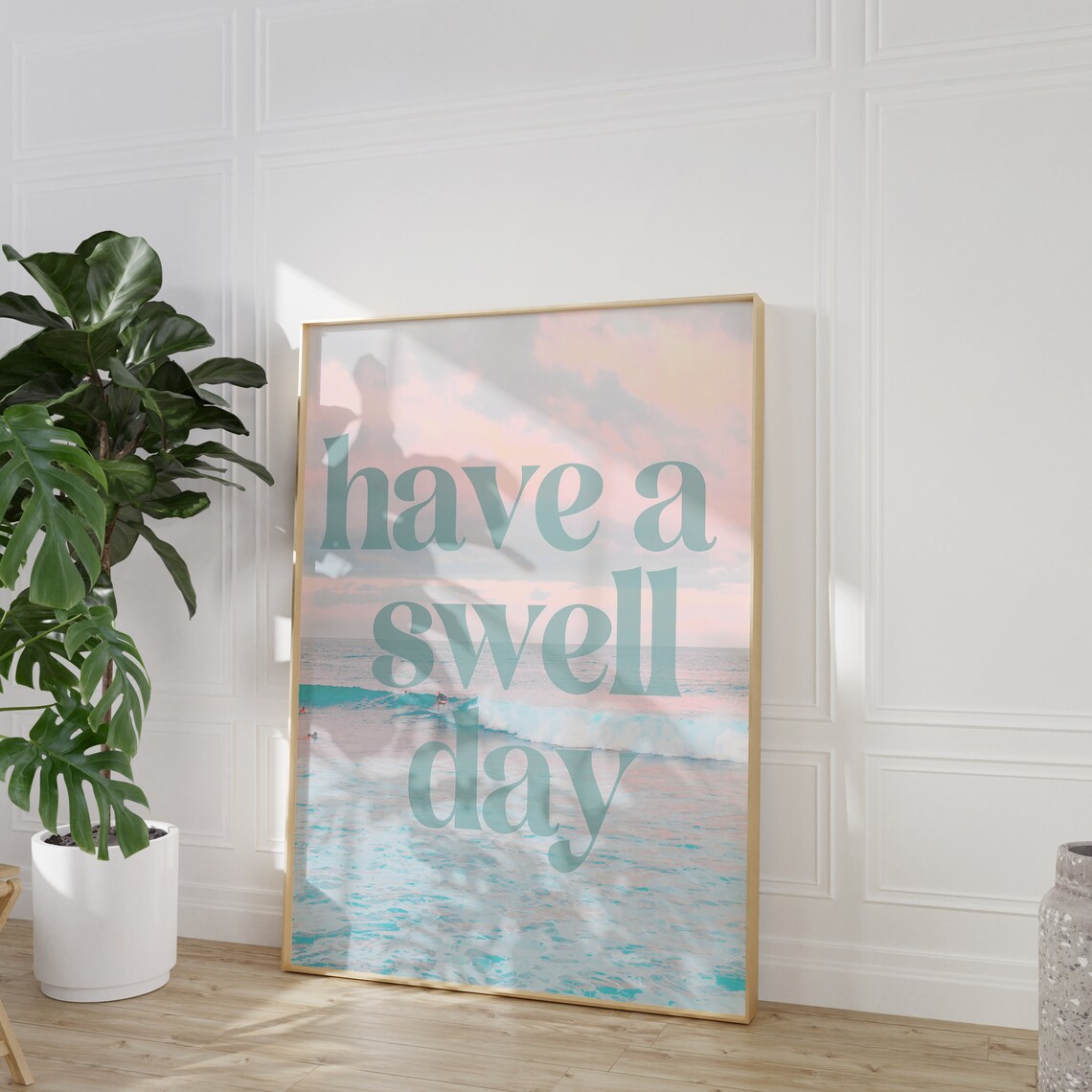 Have a Sweet Swell Day Pastel Surf Wave Photo Typography Wall Art