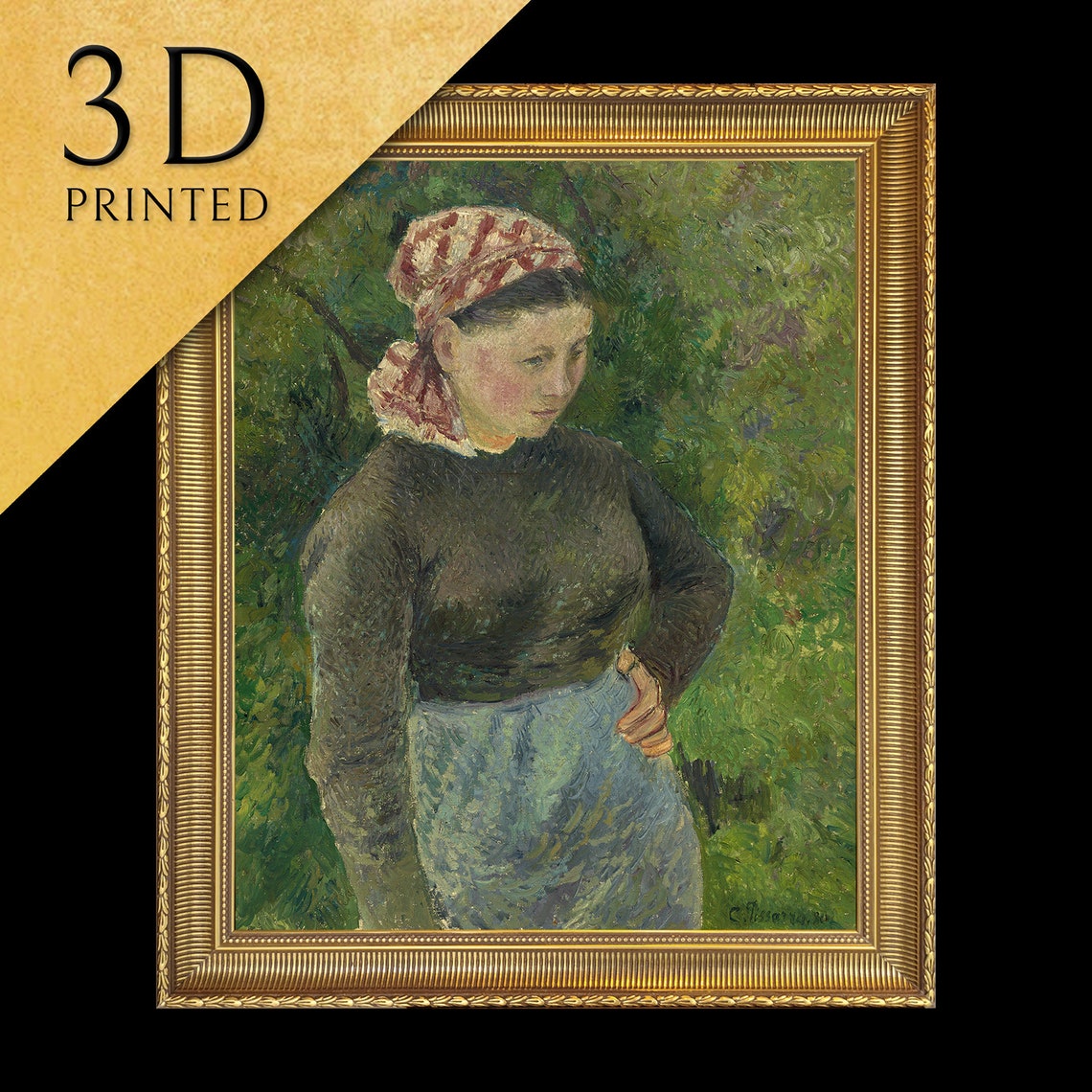 Camille Pissarro Peasant Woman Red Checkered Headscarf Wall Art