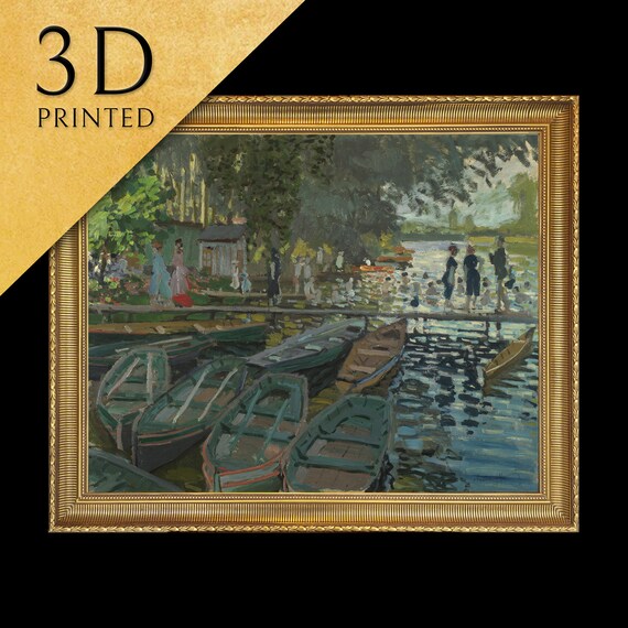 Claude Monet Bathers at La Grenouillère with Rowboats River Scene Poster