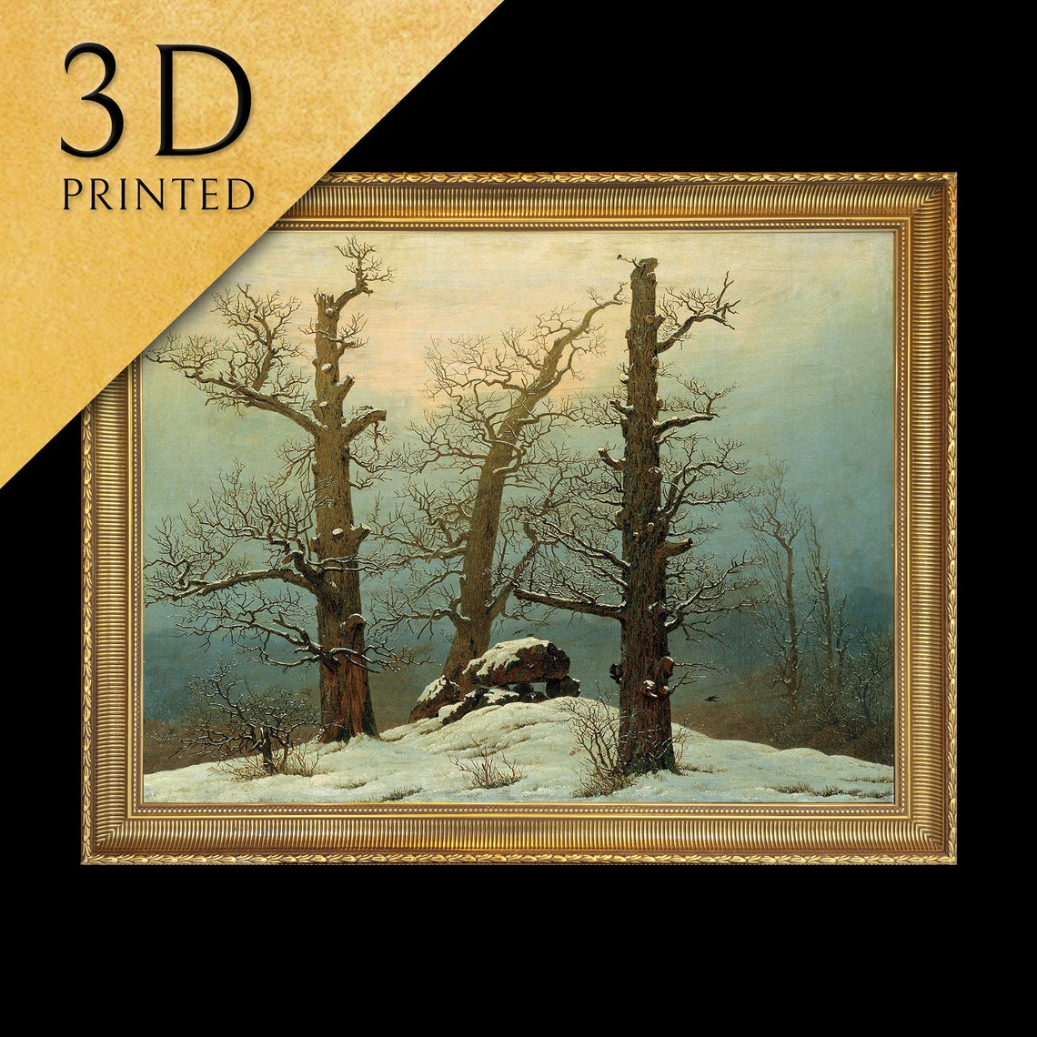 Caspar David Friedrich Cairn in Snow Winter Trees Romantic Art Print
